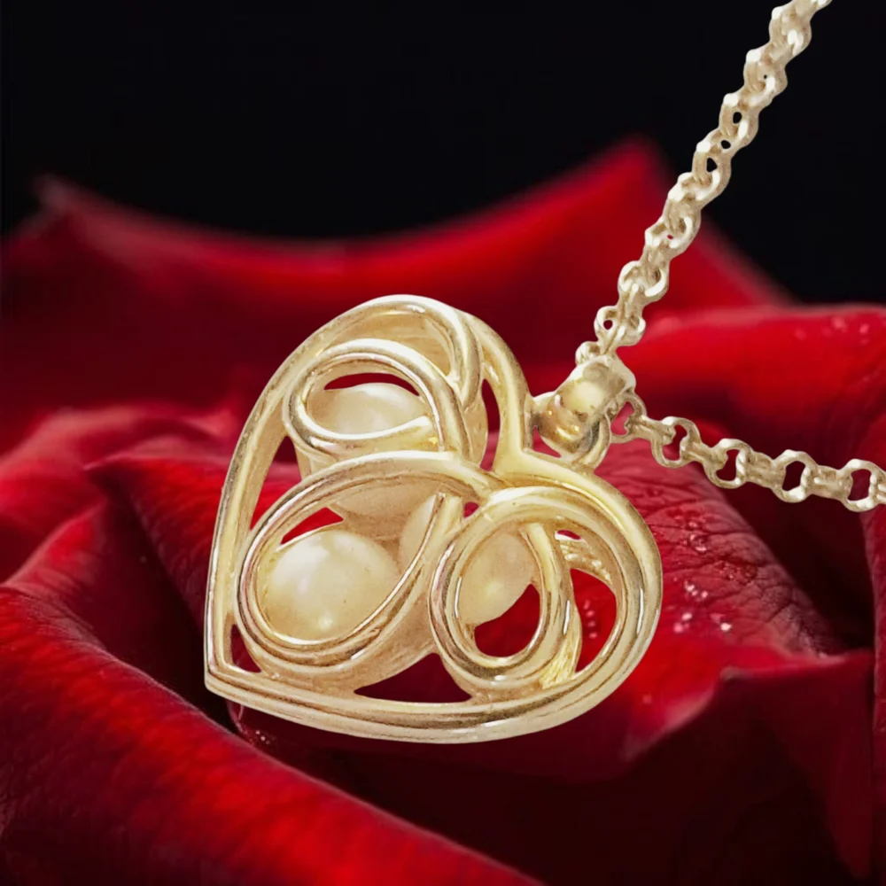 Erwin Pearl Faux Pearl Heart Pendant with Gold Chain Necklace